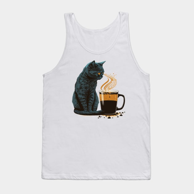 Coffee Cat Tank Top by Bondoboxy